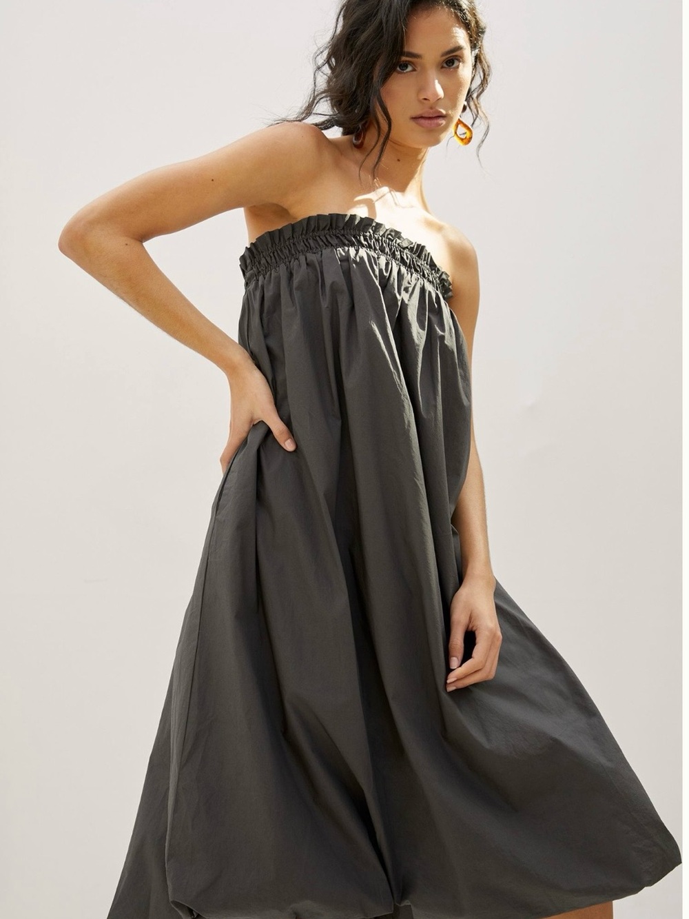 Anthropologie Charcoal Strapless Maxi Dress